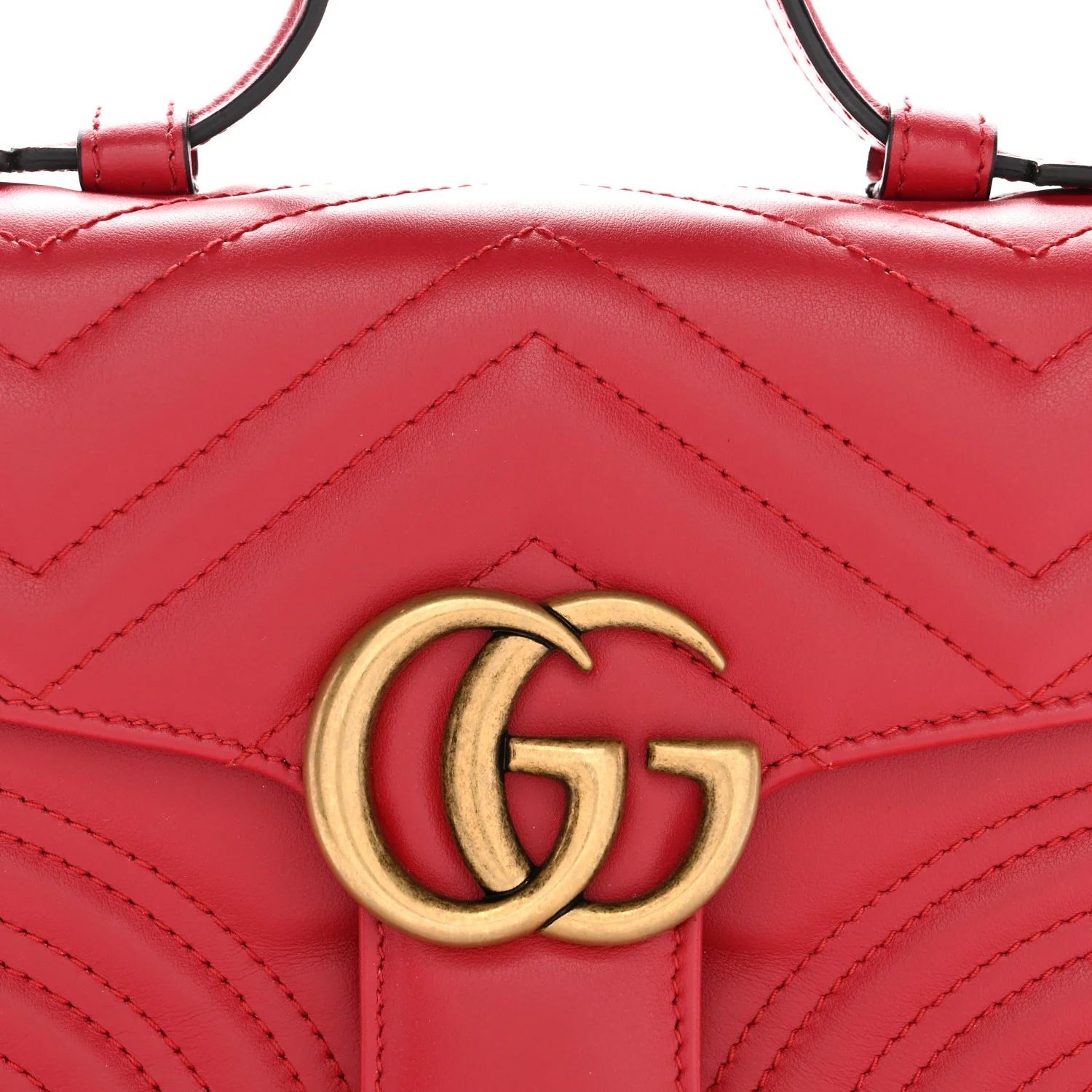 Calfskin Matelasse Mini GG Marmont Top Handle Shoulder Bag Hibiscus Red - Image 8
