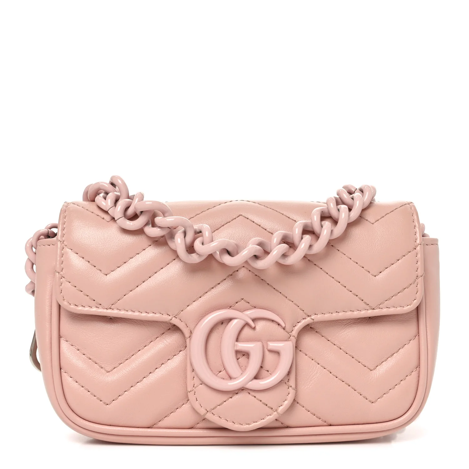 Calfskin Matelasse Monochrome GG Marmont Chain Belt Bag Perfect Pink