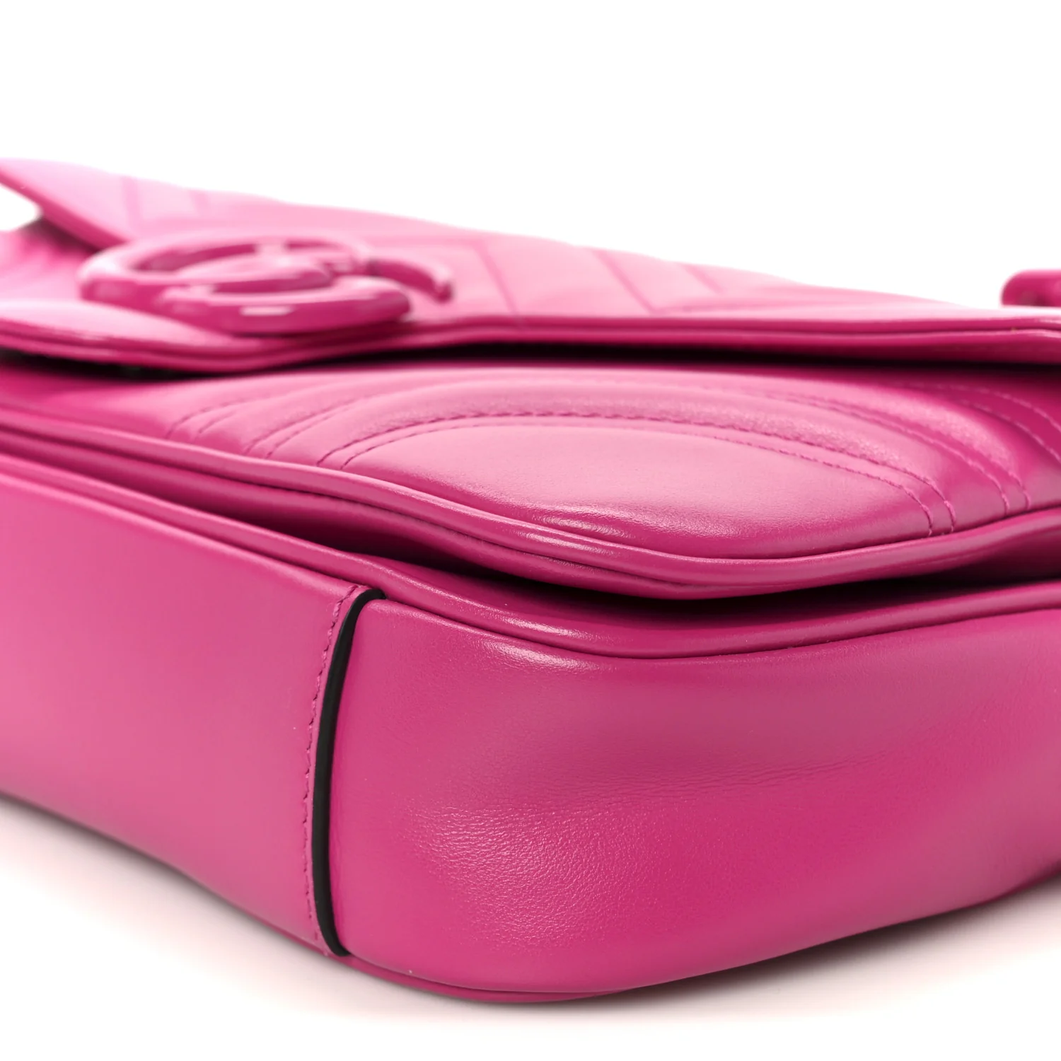 Calfskin Matelasse Monochrome GG Marmont Crossbody Shoulder Bag Classic Fuxia - Image 11
