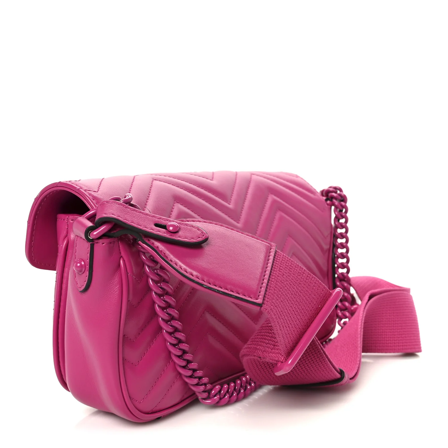 Calfskin Matelasse Monochrome GG Marmont Crossbody Shoulder Bag Classic Fuxia - Image 3