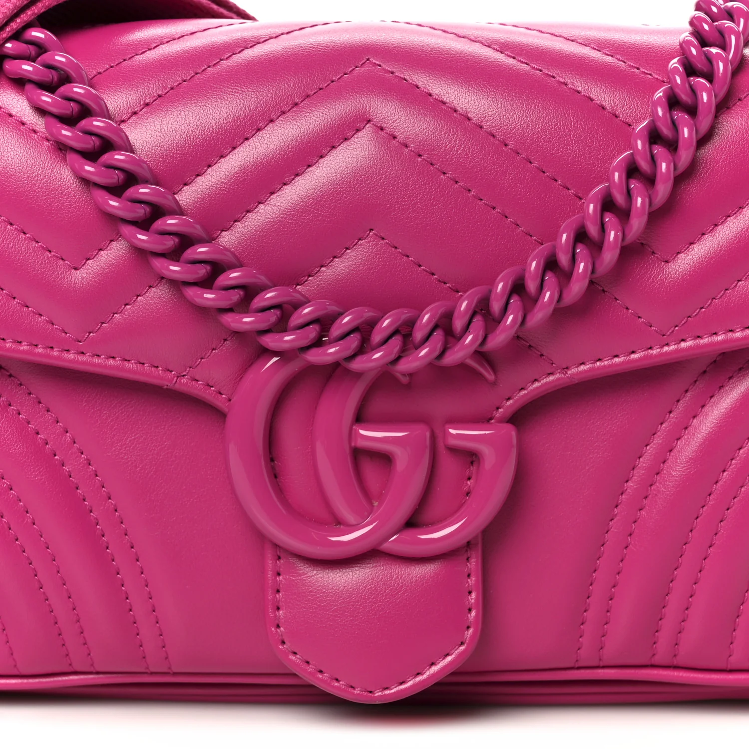 Calfskin Matelasse Monochrome GG Marmont Crossbody Shoulder Bag Classic Fuxia - Image 9