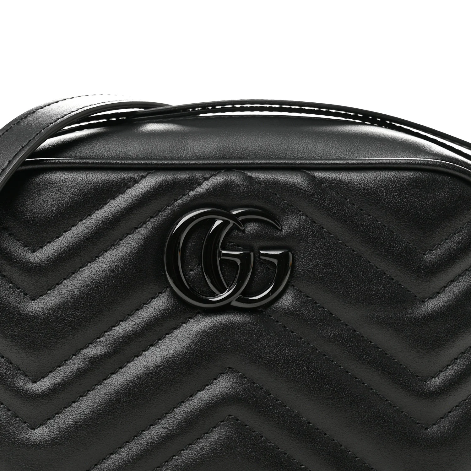 Calfskin Matelasse Monochrome Mini GG Marmont Chain Shoulder Bag Black - Image 8
