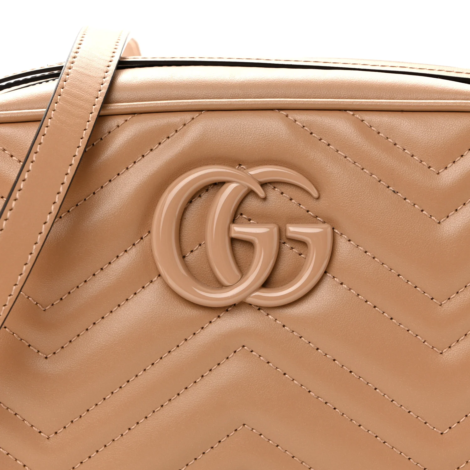 Calfskin Matelasse Monochrome Small GG Marmont Chain Shoulder Bag Camelia - Image 8