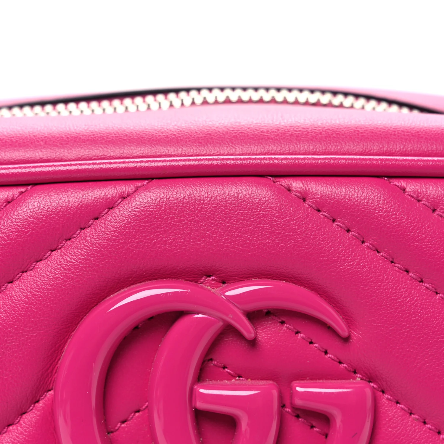 Calfskin Matelasse Monochrome Small GG Marmont Chain Shoulder Bag Classic Fuxia - Image 8