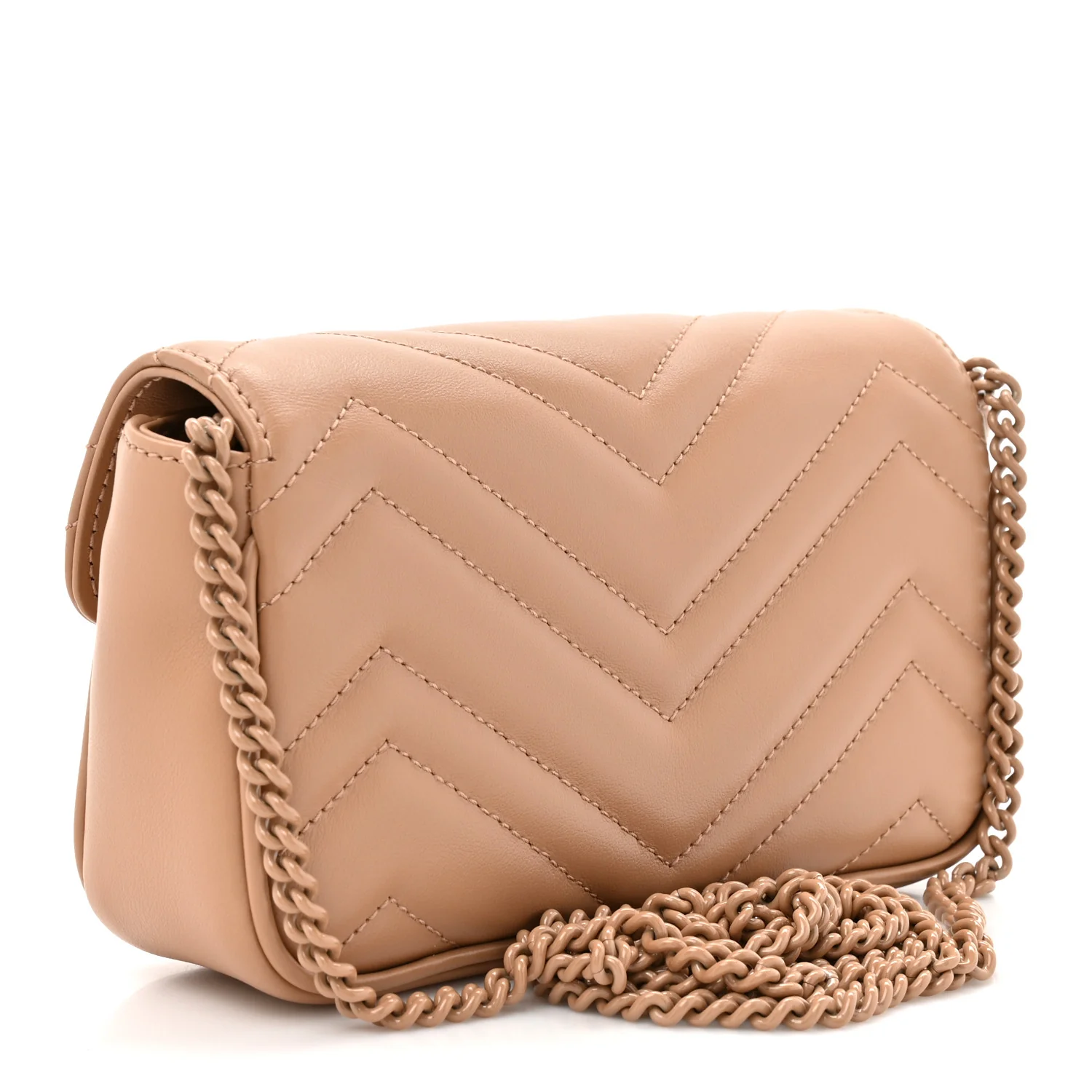 Calfskin Matelasse Monochrome Super Mini GG Marmont Shoulder Bag Camelia - Image 3