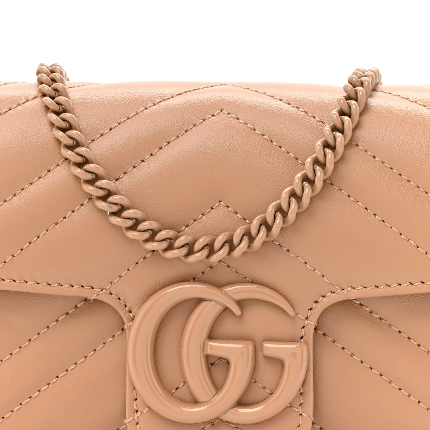 Calfskin Matelasse Monochrome Super Mini GG Marmont Shoulder Bag Camelia - Image 8