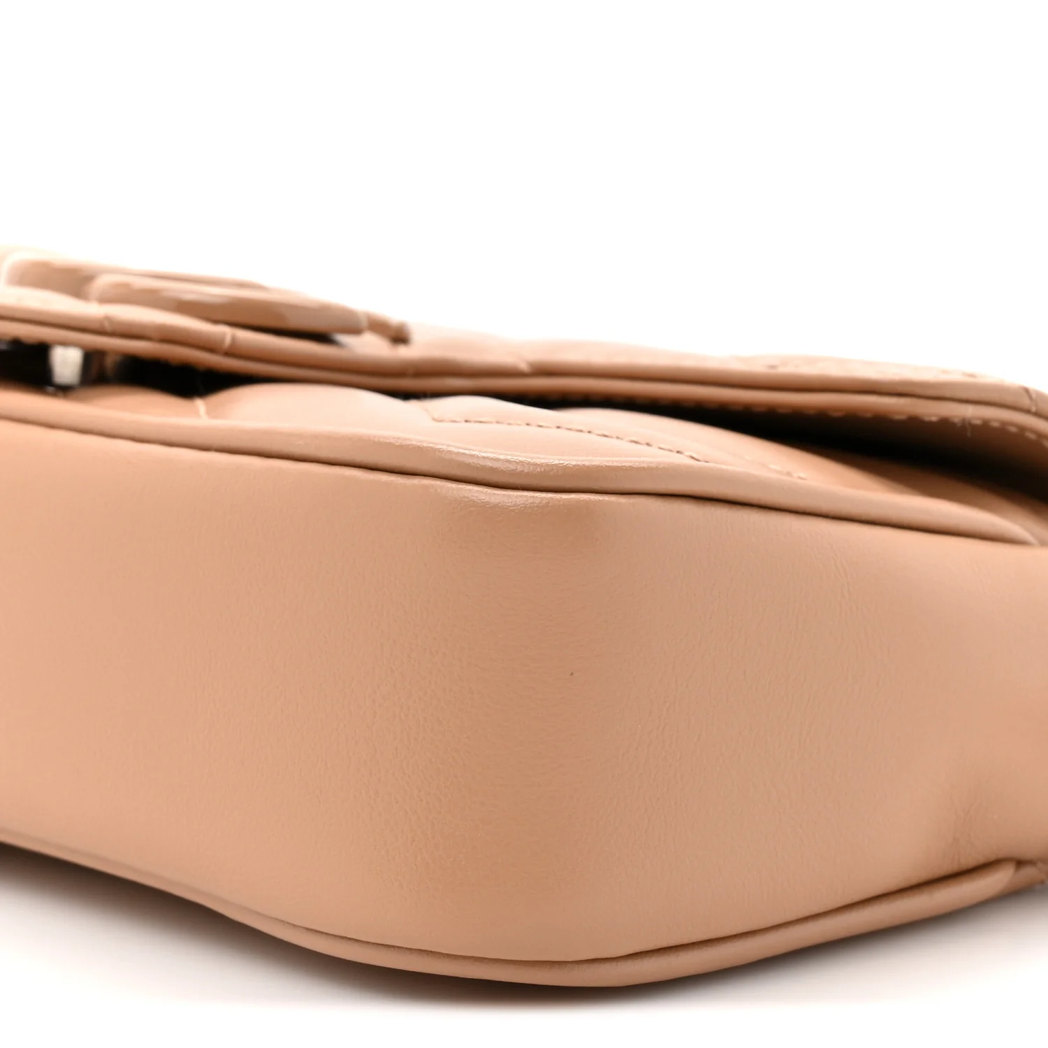 Calfskin Matelasse Monochrome Super Mini GG Marmont Shoulder Bag Camelia - Image 9