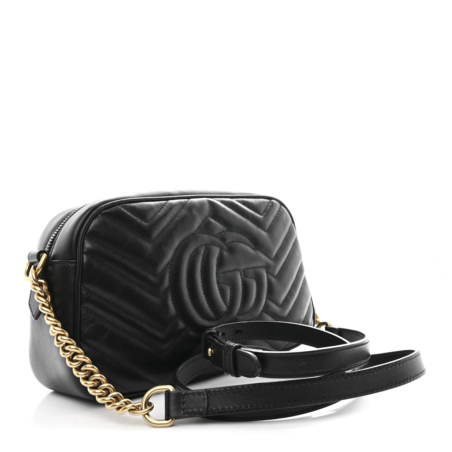 Calfskin Matelasse Small GG Marmont Chain Shoulder Bag Black - Image 3