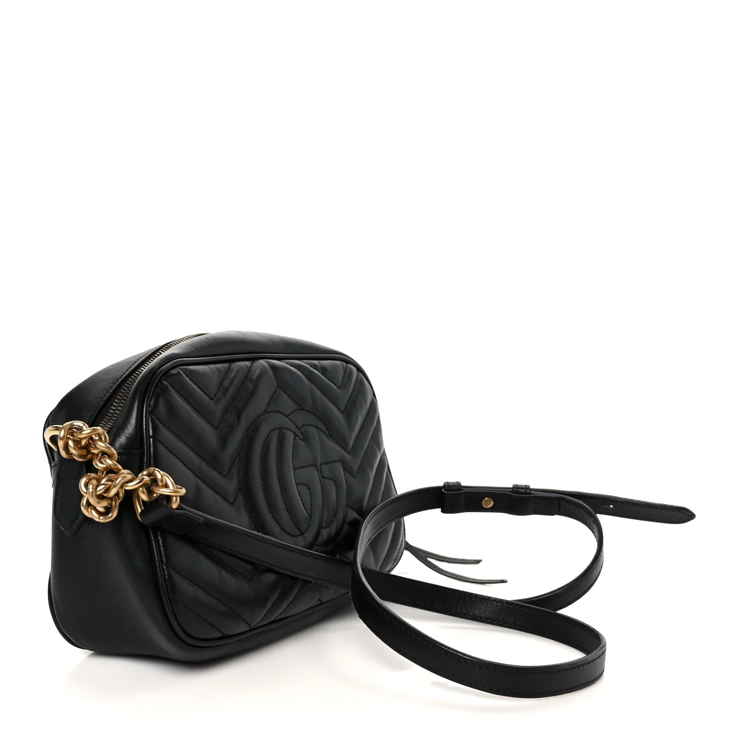 Calfskin Matelasse Small GG Marmont Chain Shoulder Bag Black - Image 3