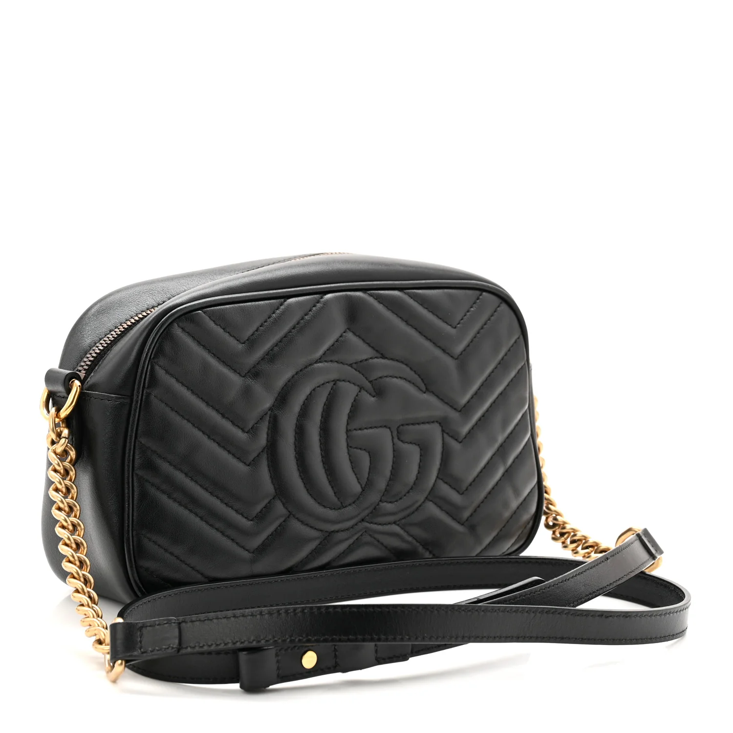 Calfskin Matelasse Small GG Marmont Chain Shoulder Bag Black - Image 5