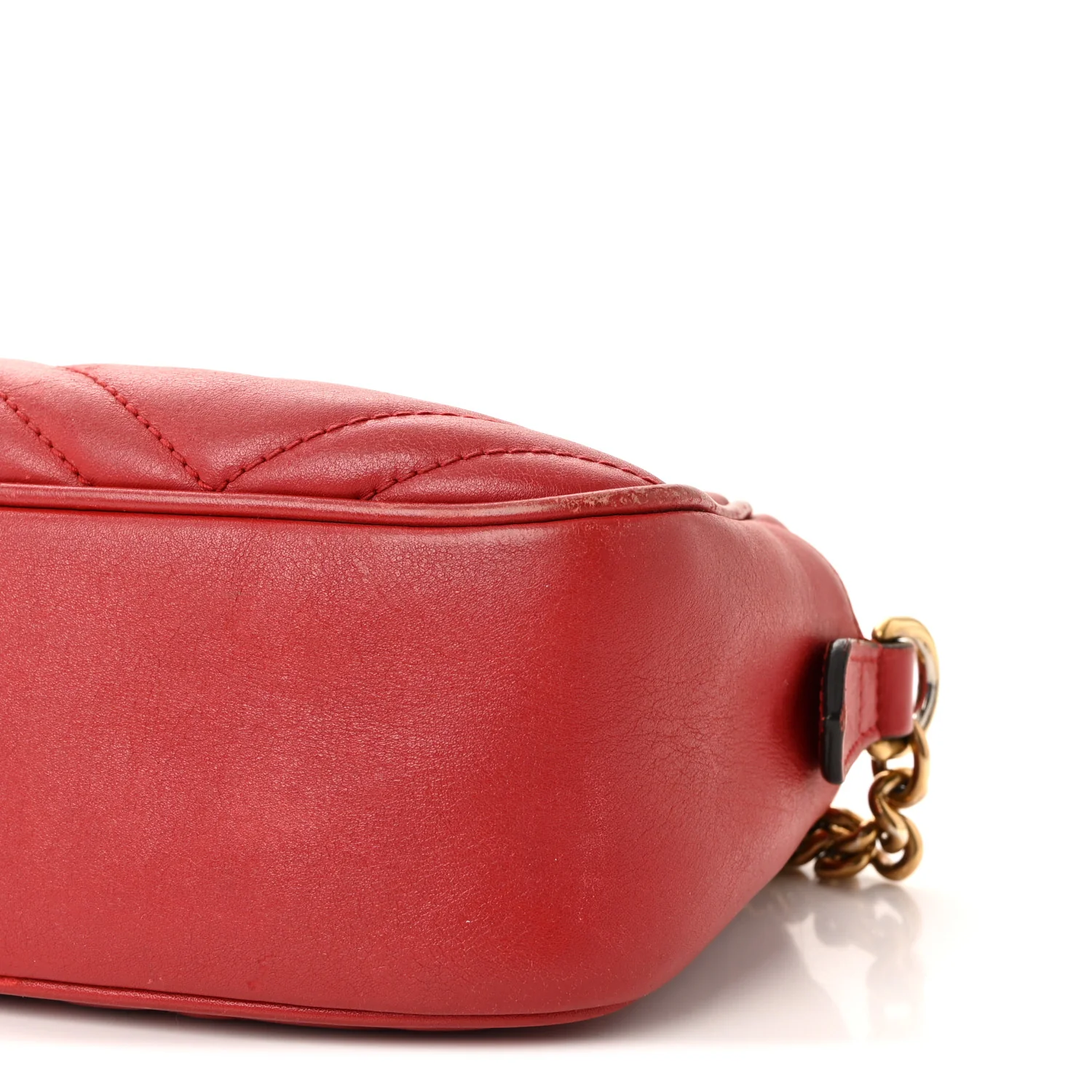 Calfskin Matelasse Small GG Marmont Chain Shoulder Bag Hibiscus Red - Image 10