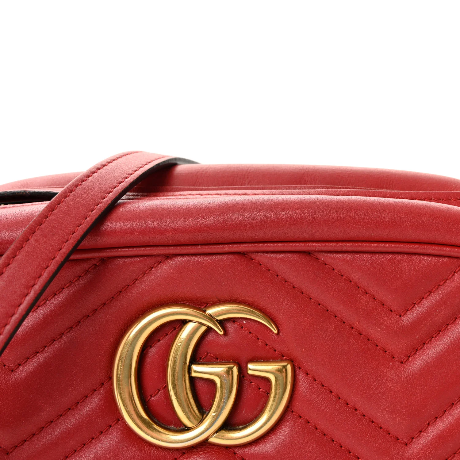 Calfskin Matelasse Small GG Marmont Chain Shoulder Bag Hibiscus Red - Image 8