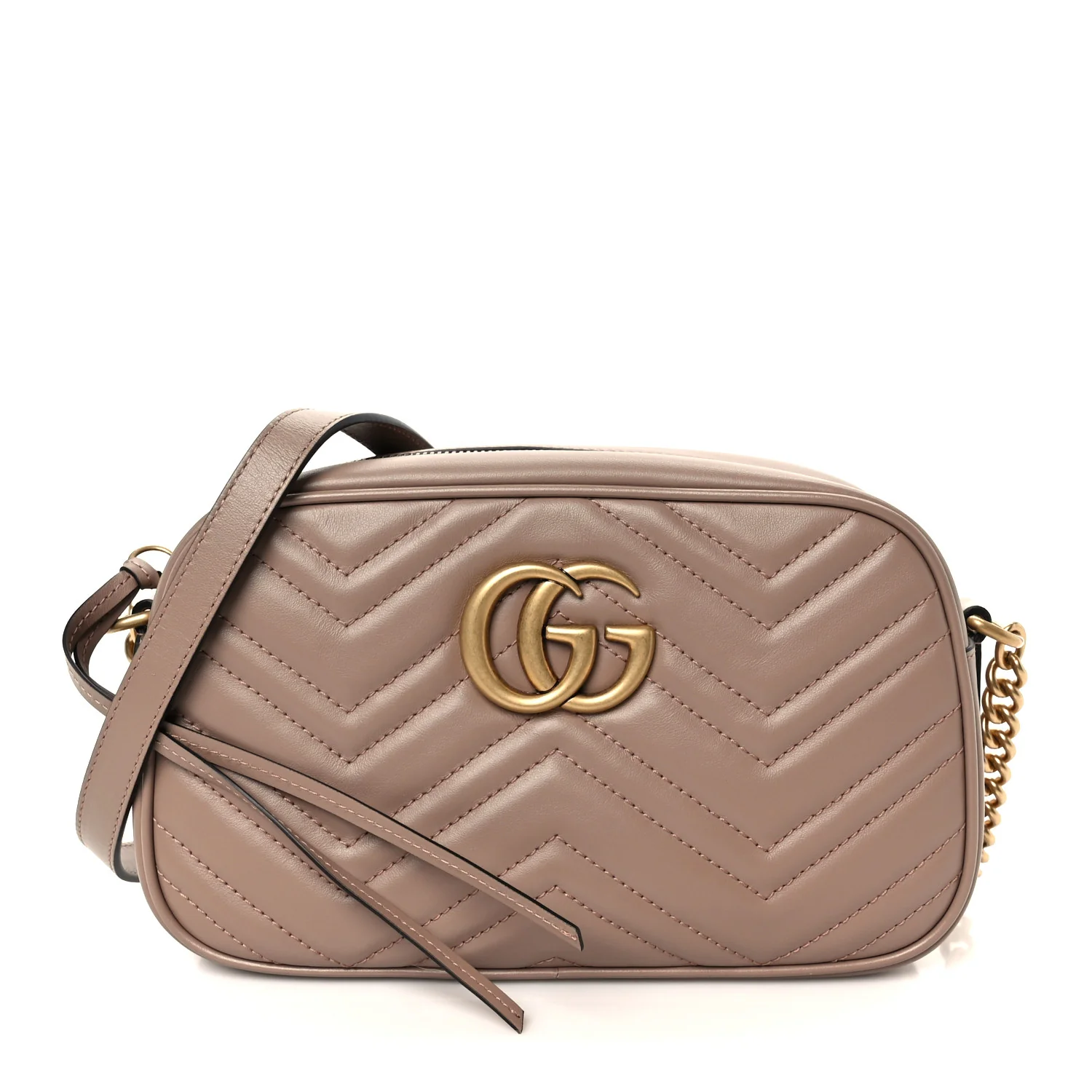 Calfskin Matelasse Small GG Marmont Chain Shoulder Bag Porcelain Rose
