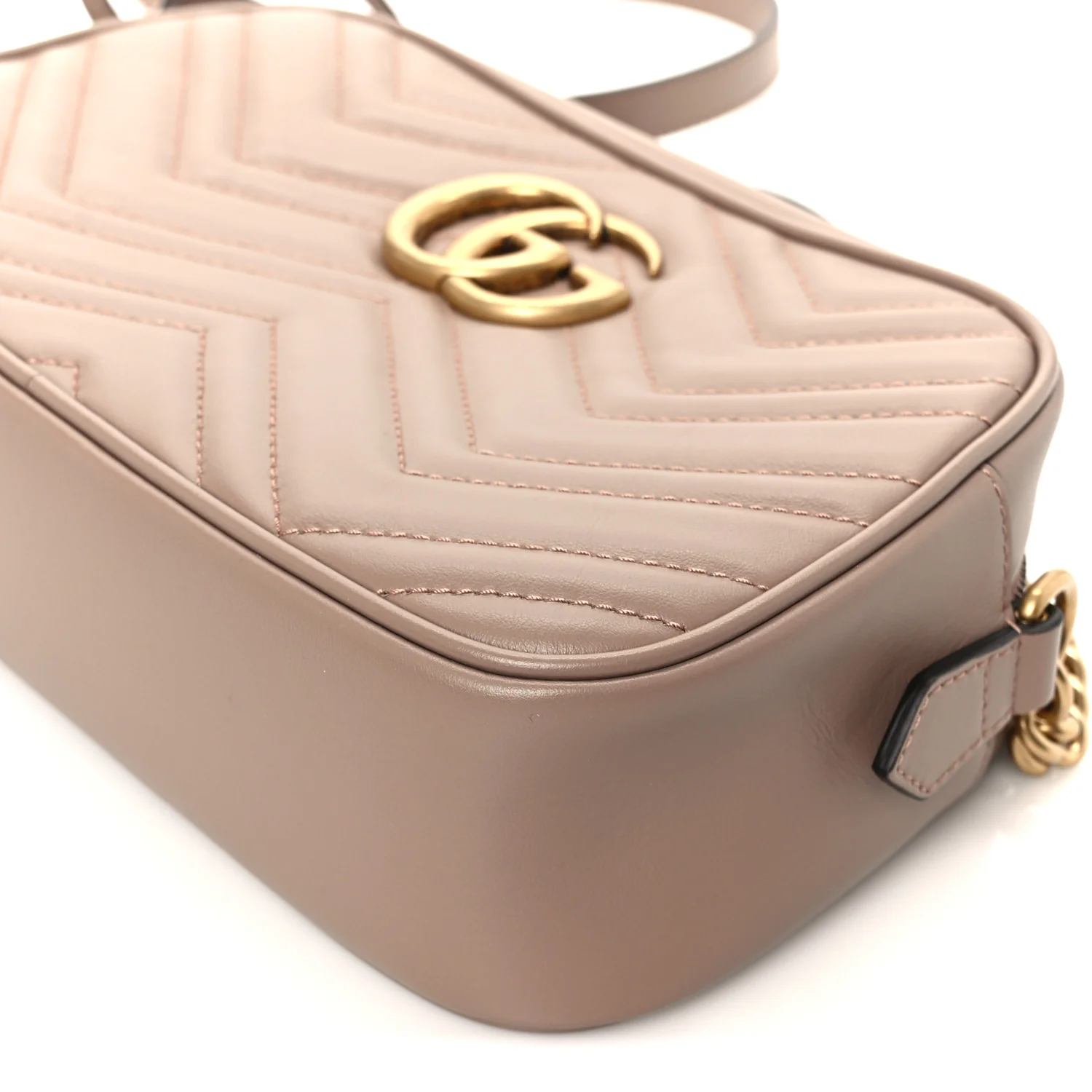 Calfskin Matelasse Small GG Marmont Chain Shoulder Bag Porcelain Rose - Image 11