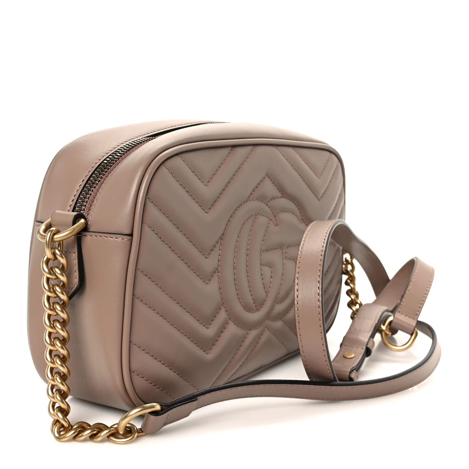 Calfskin Matelasse Small GG Marmont Chain Shoulder Bag Porcelain Rose - Image 3