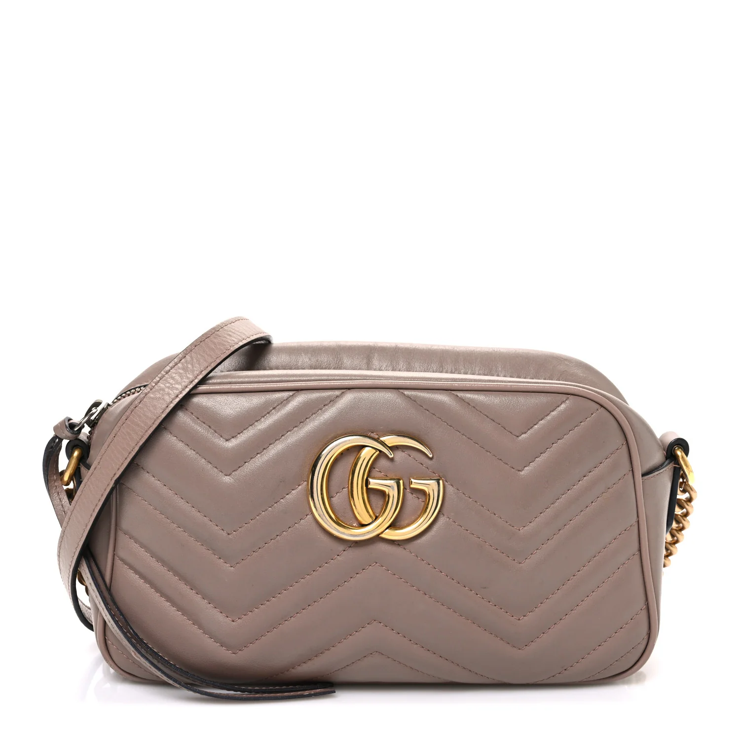 Calfskin Matelasse Small GG Marmont Chain Shoulder Bag Porcelain Rose