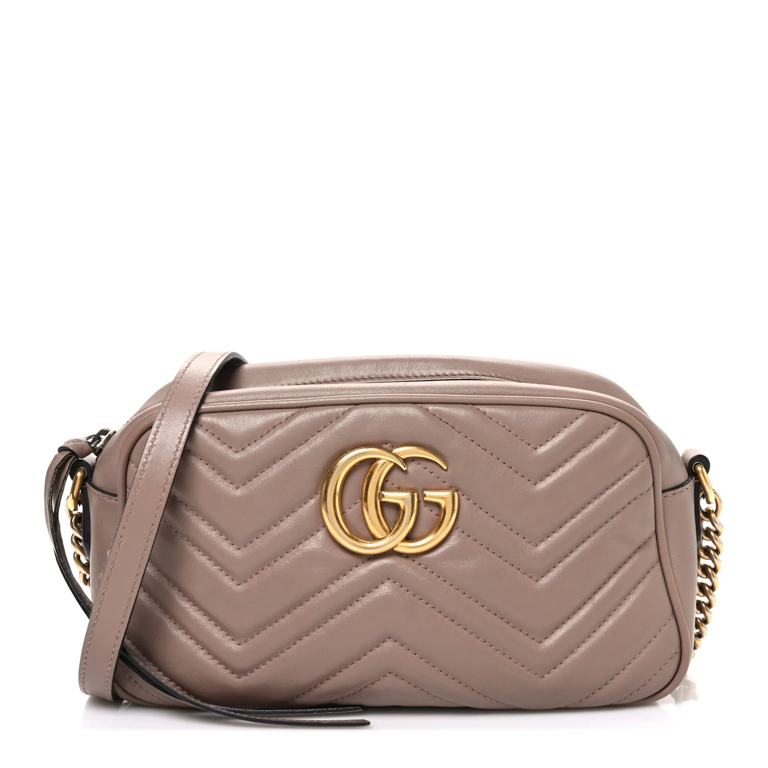 Calfskin Matelasse Small GG Marmont Chain Shoulder Bag Porcelain Rose