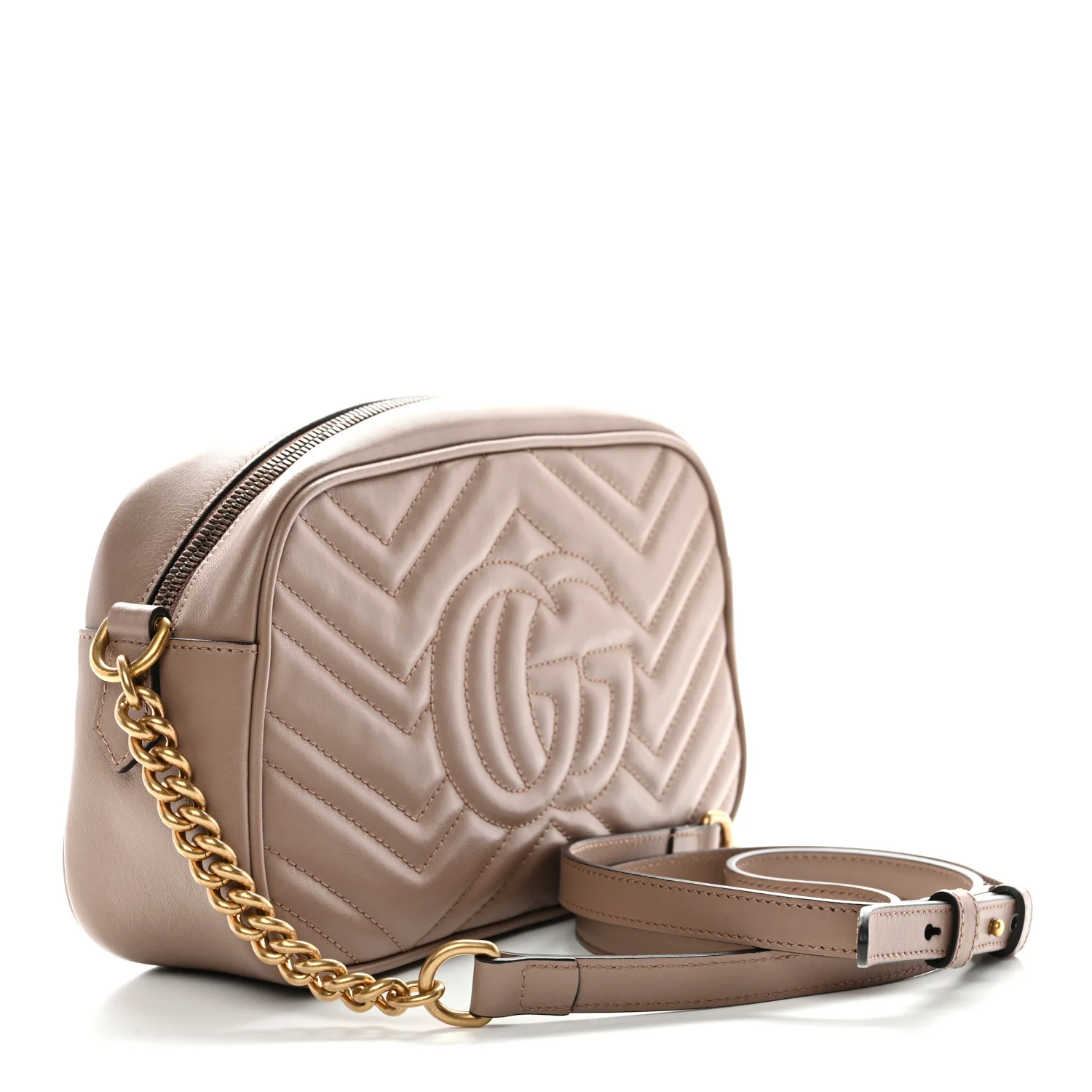 Calfskin Matelasse Small GG Marmont Chain Shoulder Bag Porcelain Rose - Image 3