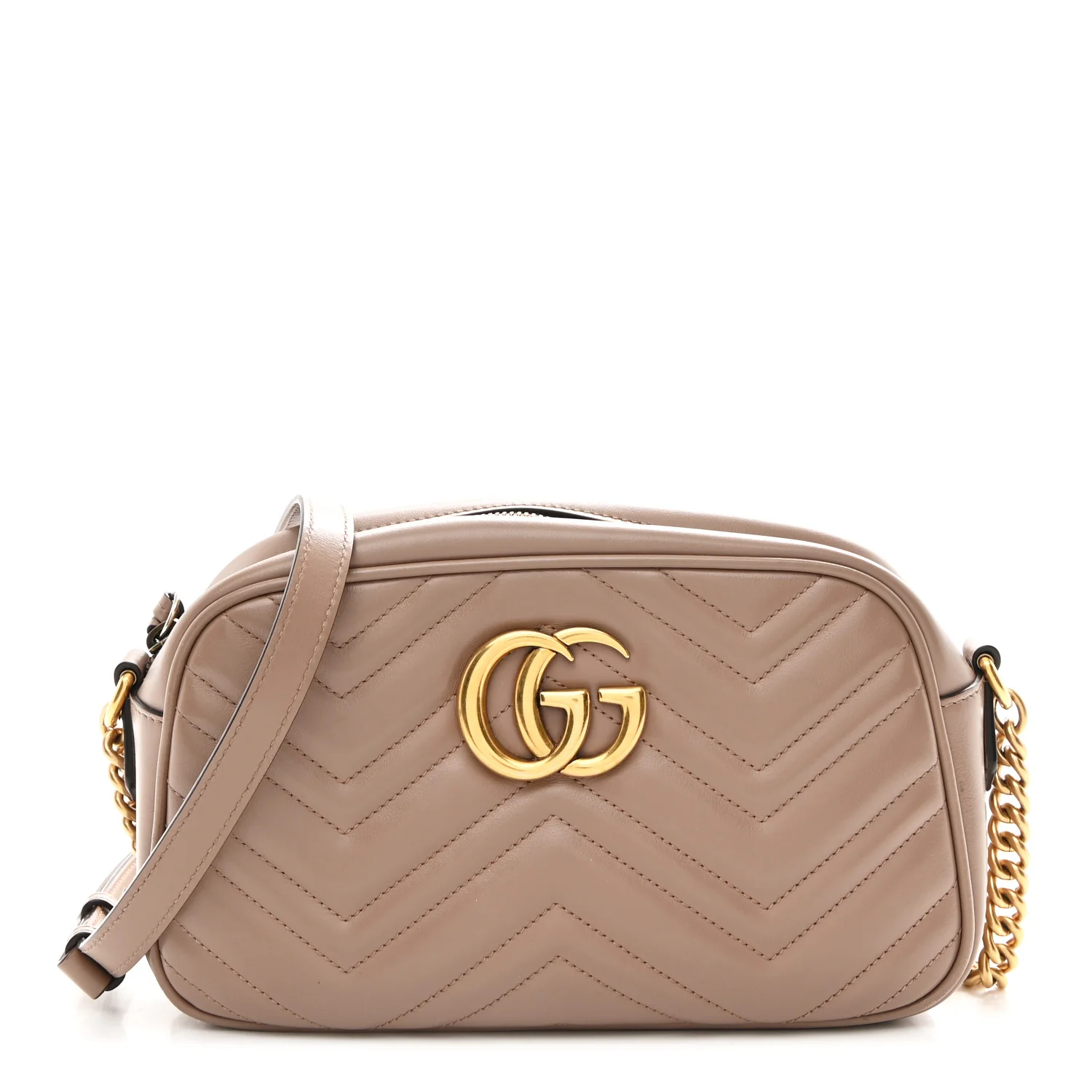 Calfskin Matelasse Small GG Marmont Chain Shoulder Bag Porcelain Rose - Image 2