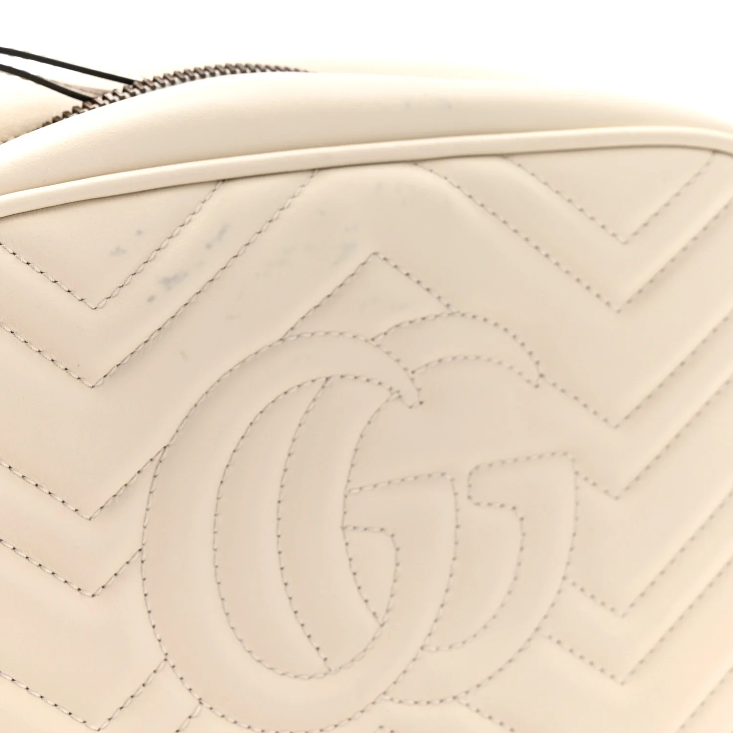 Calfskin Matelasse Small GG Marmont Chain Shoulder Bag White - Image 13