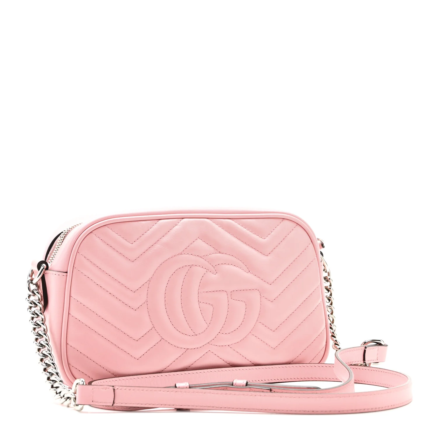Calfskin Matelasse Small GG Marmont Chain Shoulder Bag Wild Rose - Image 3