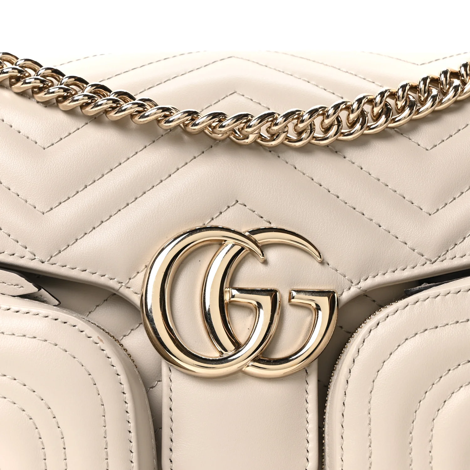 Calfskin Matelasse Small GG Marmont Multi Pocket Shoulder Bag Light Grey - Image 8