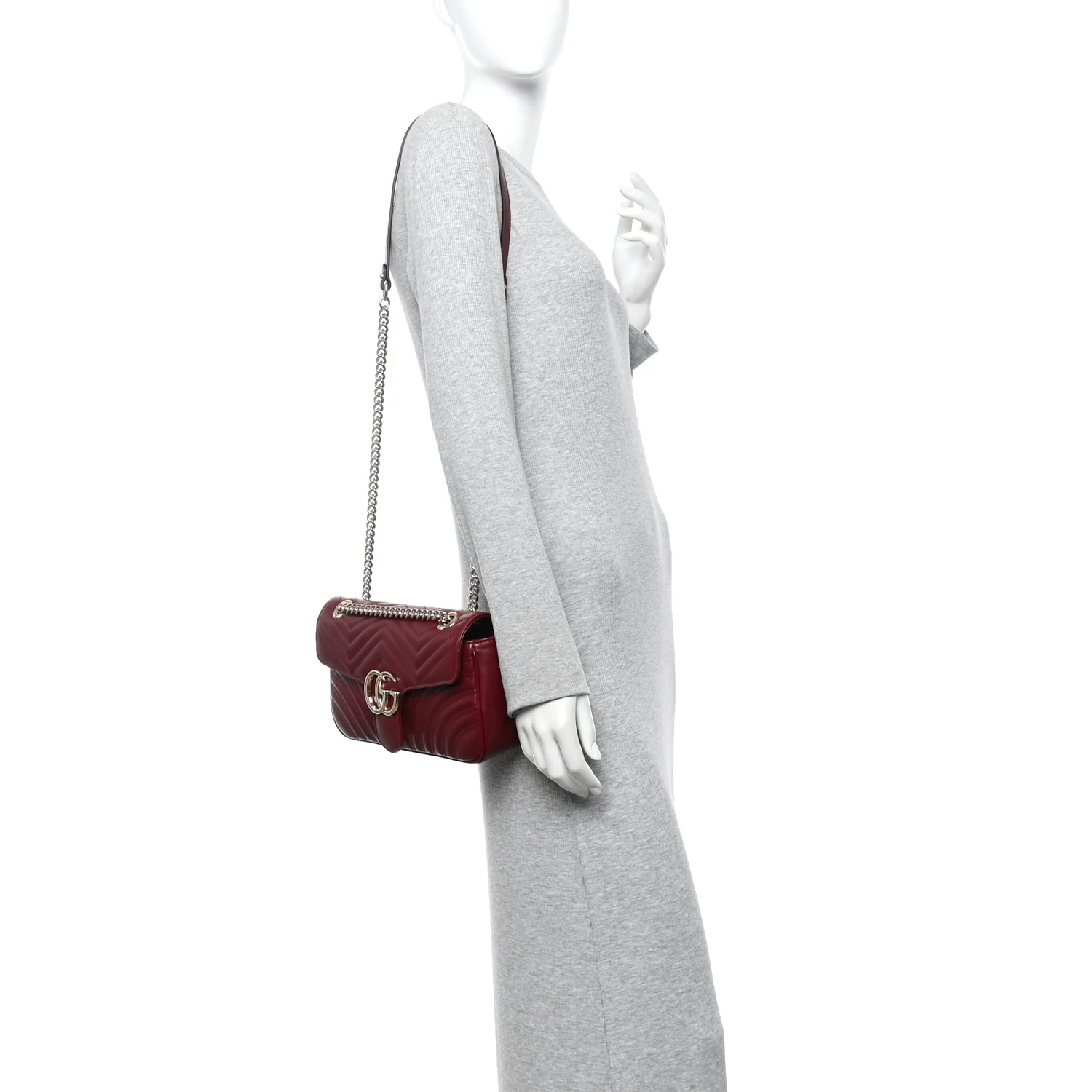 Calfskin Matelasse Small GG Marmont Shoulder Bag Ancora Red - Image 2