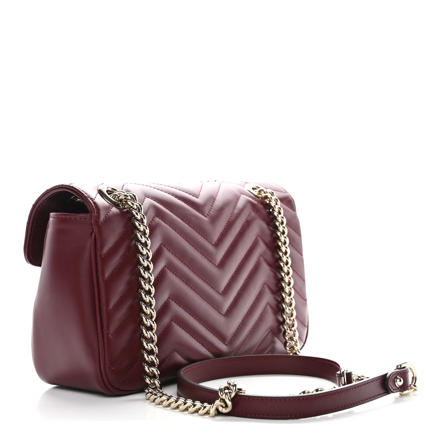 Calfskin Matelasse Small GG Marmont Shoulder Bag Ancora Red - Image 3