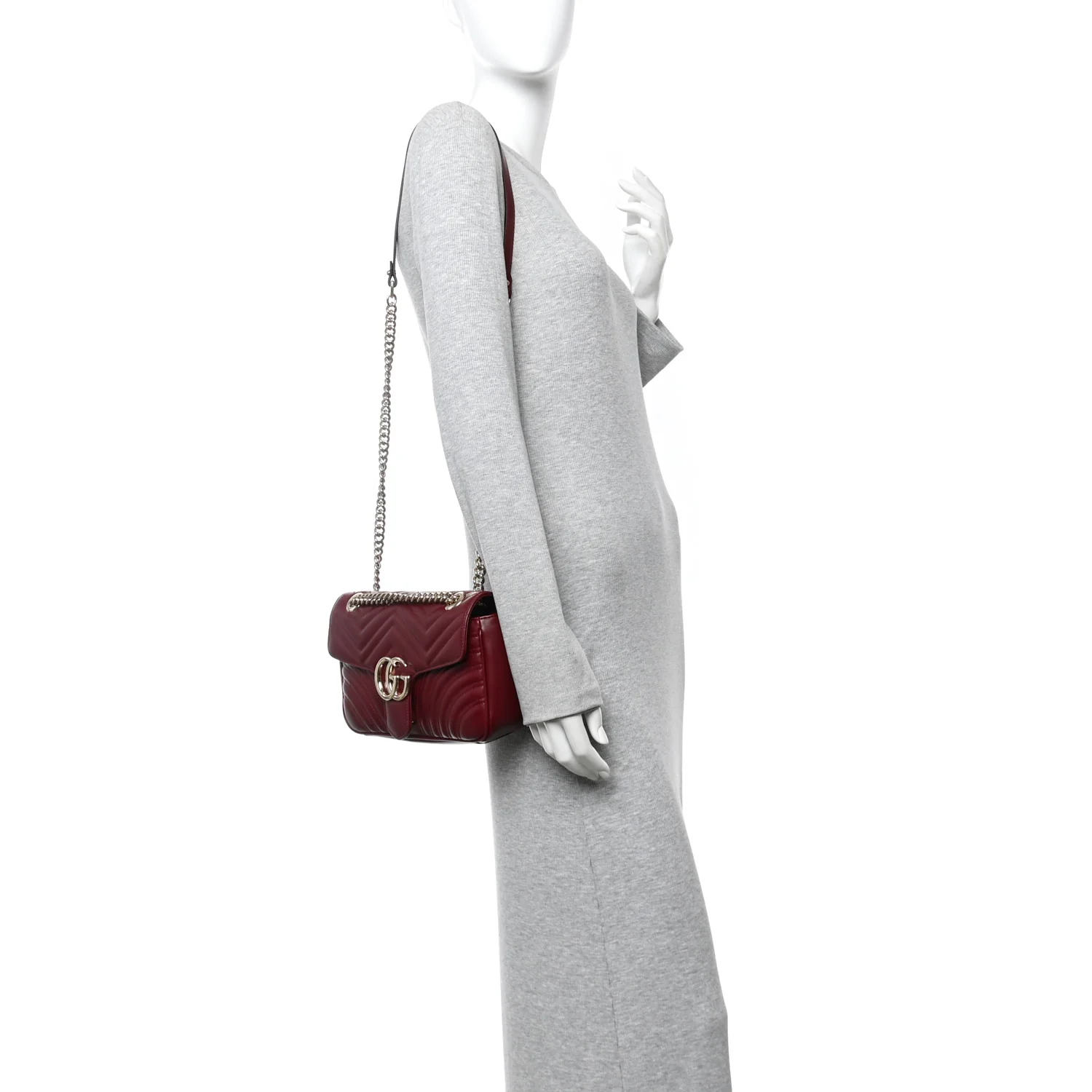Calfskin Matelasse Small GG Marmont Shoulder Bag Ancora Red - Image 2
