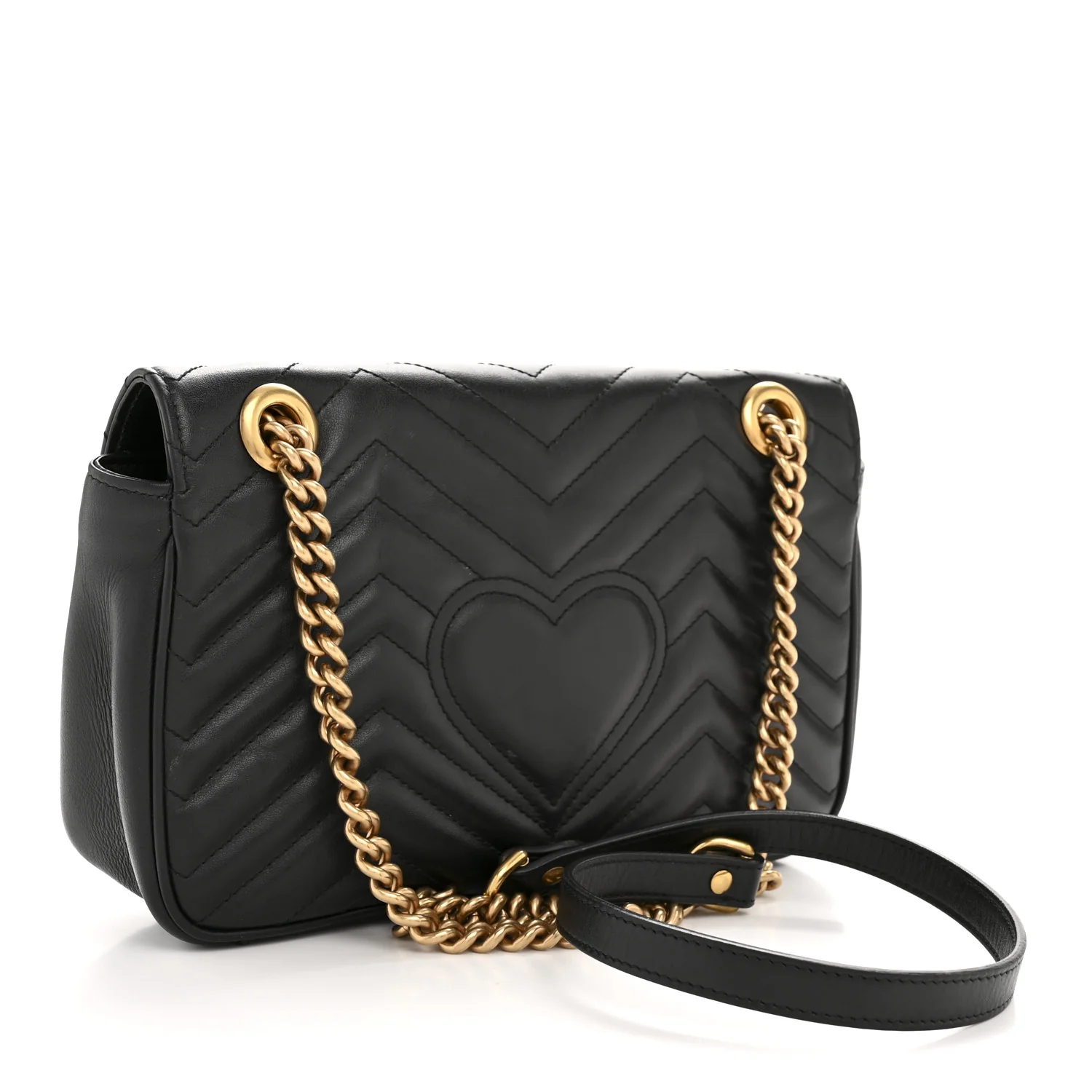 Calfskin Matelasse Small GG Marmont Shoulder Bag Black - Image 3