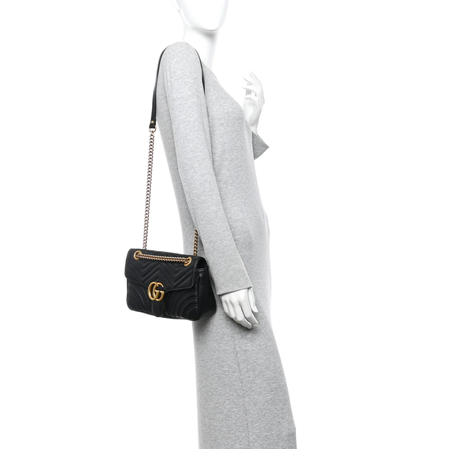 Calfskin Matelasse Small GG Marmont Shoulder Bag Black - Image 2