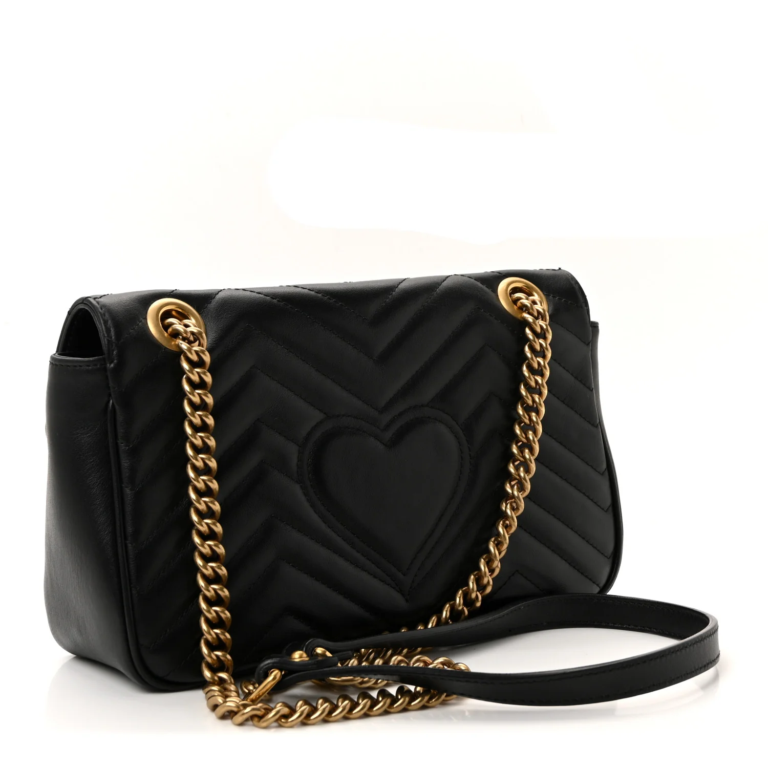 Calfskin Matelasse Small GG Marmont Shoulder Bag Black - Image 3