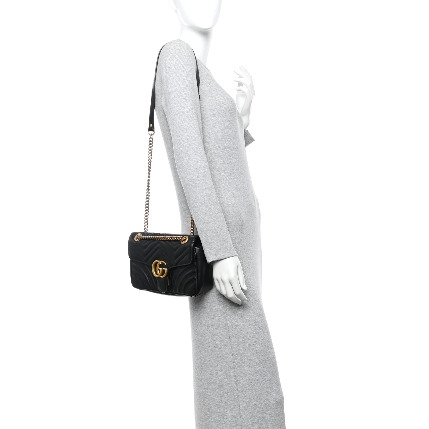 Calfskin Matelasse Small GG Marmont Shoulder Bag Black - Image 2