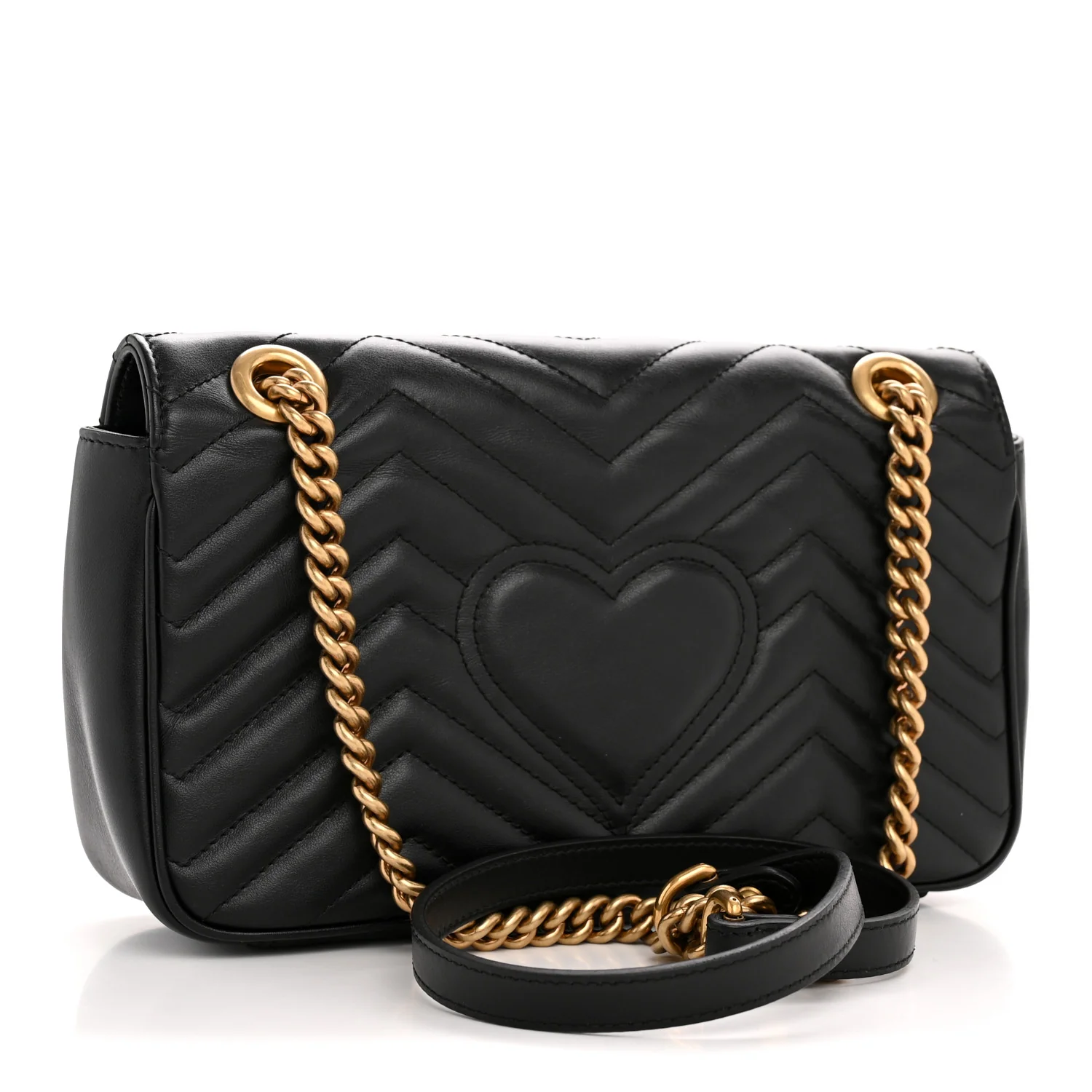Calfskin Matelasse Small GG Marmont Shoulder Bag Black - Image 3