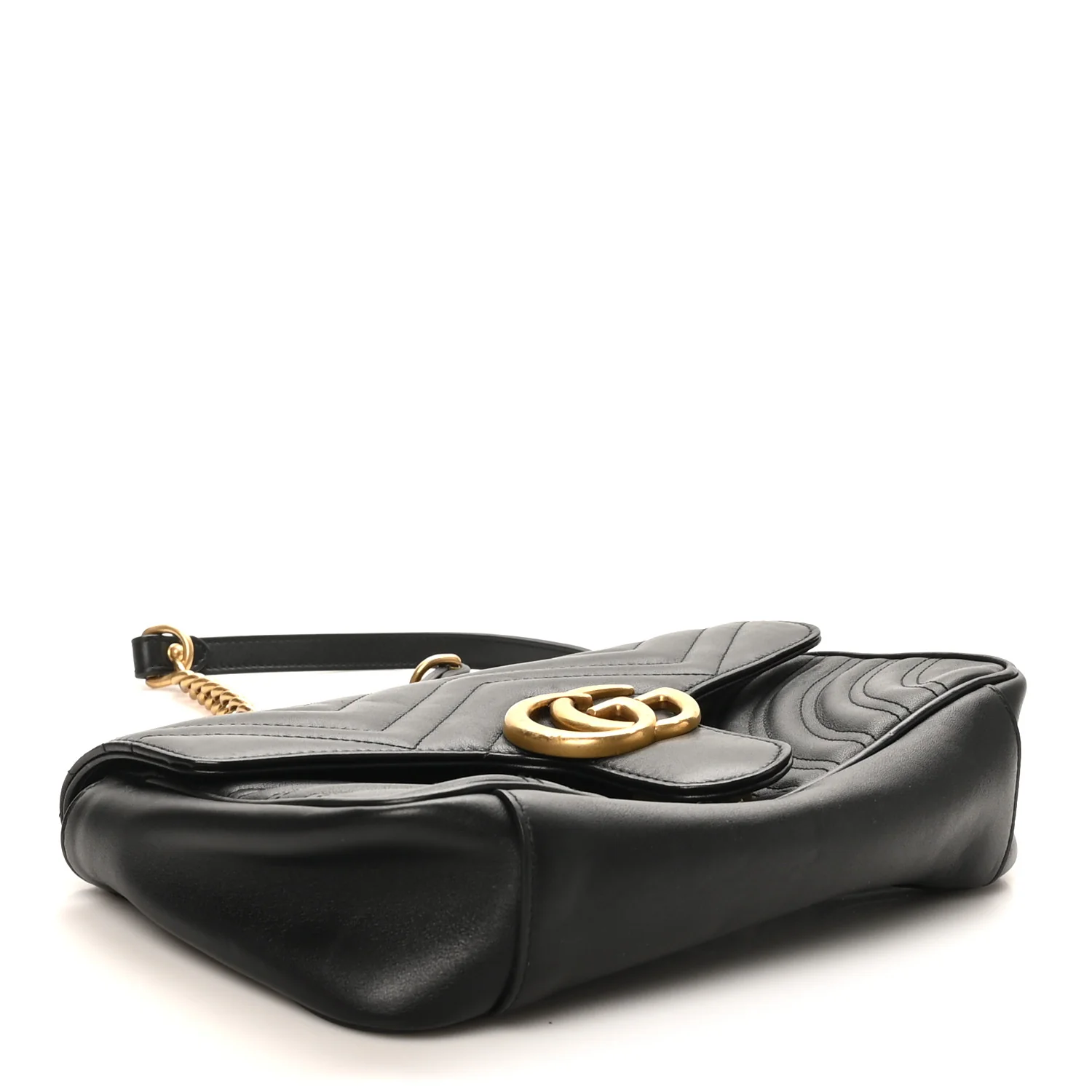 Calfskin Matelasse Small GG Marmont Shoulder Bag Black - Image 4