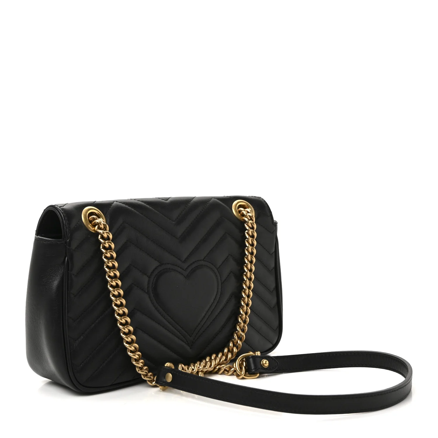 Calfskin Matelasse Small GG Marmont Shoulder Bag Black - Image 3