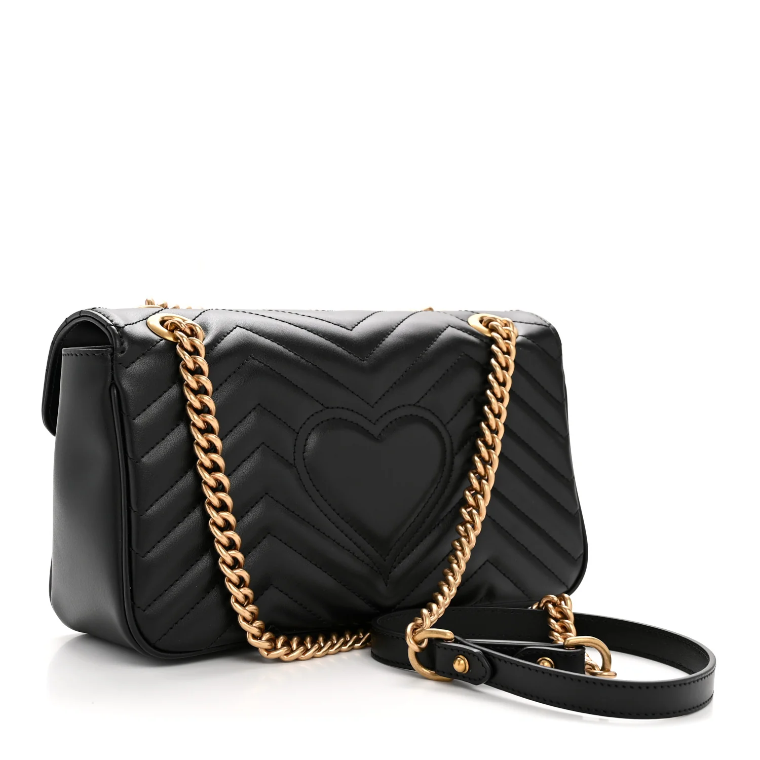 Calfskin Matelasse Small GG Marmont Shoulder Bag Black - Image 3