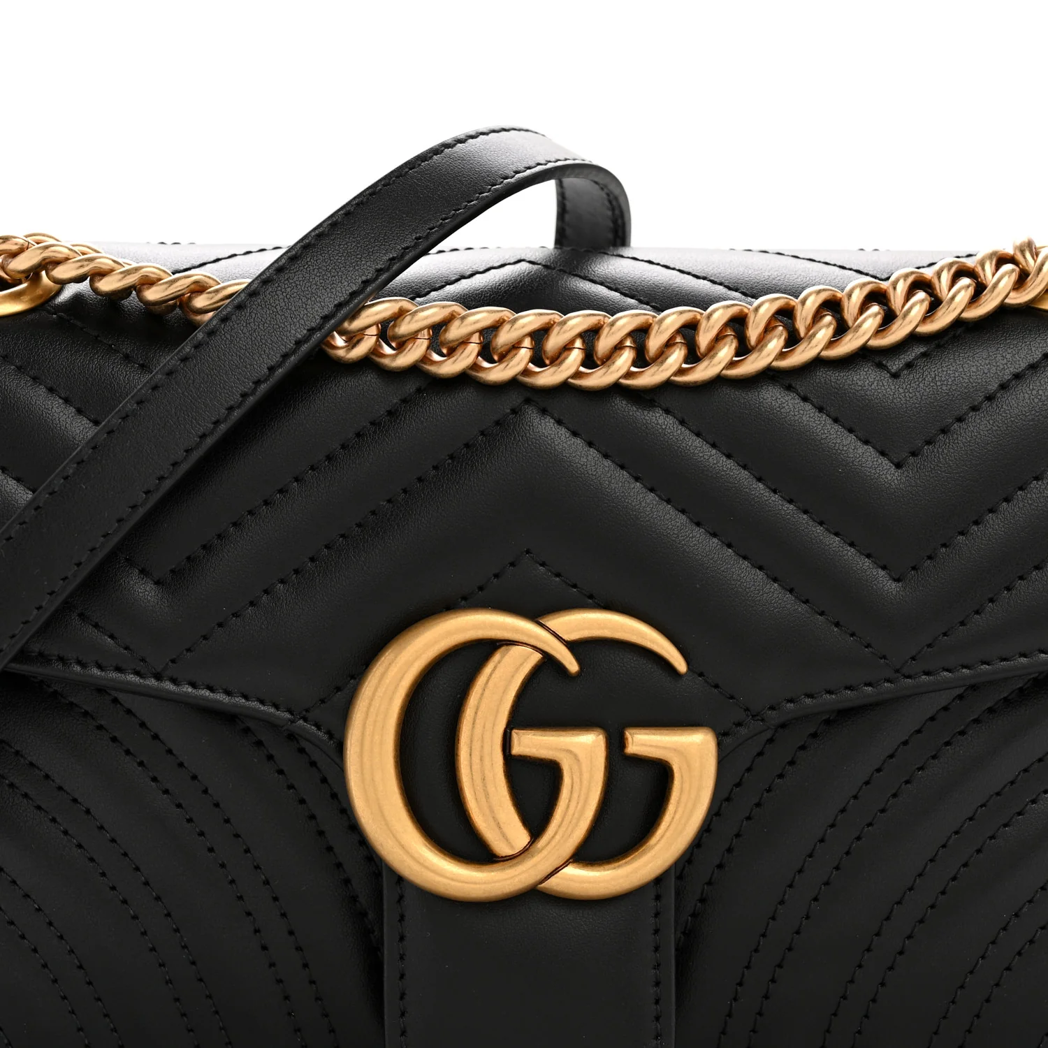 Calfskin Matelasse Small GG Marmont Shoulder Bag Black - Image 8