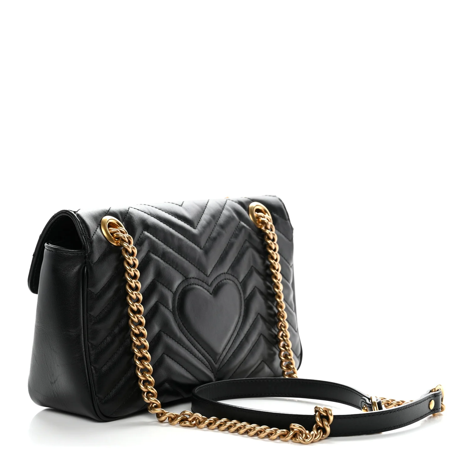 Calfskin Matelasse Small GG Marmont Shoulder Bag Black - Image 3