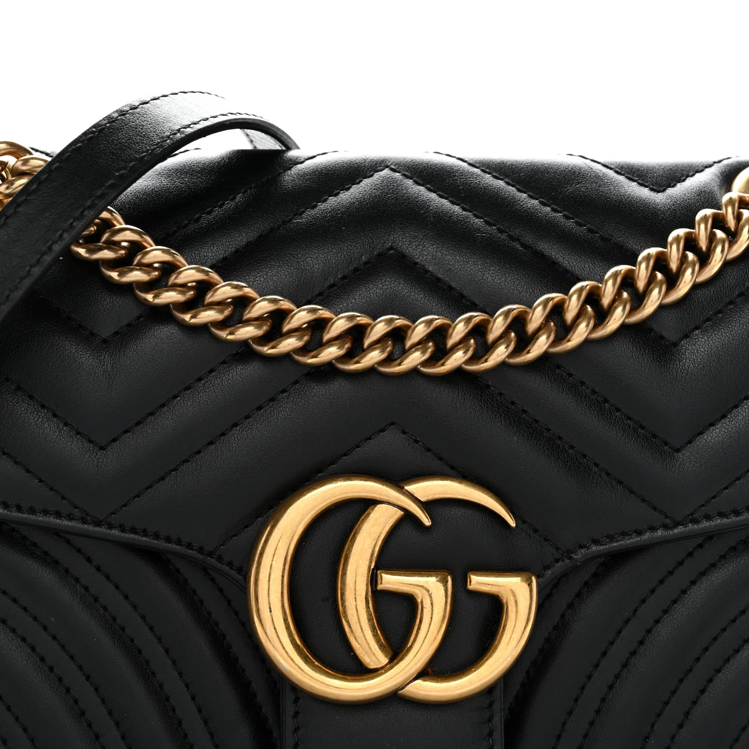 Calfskin Matelasse Small GG Marmont Shoulder Bag Black - Image 8