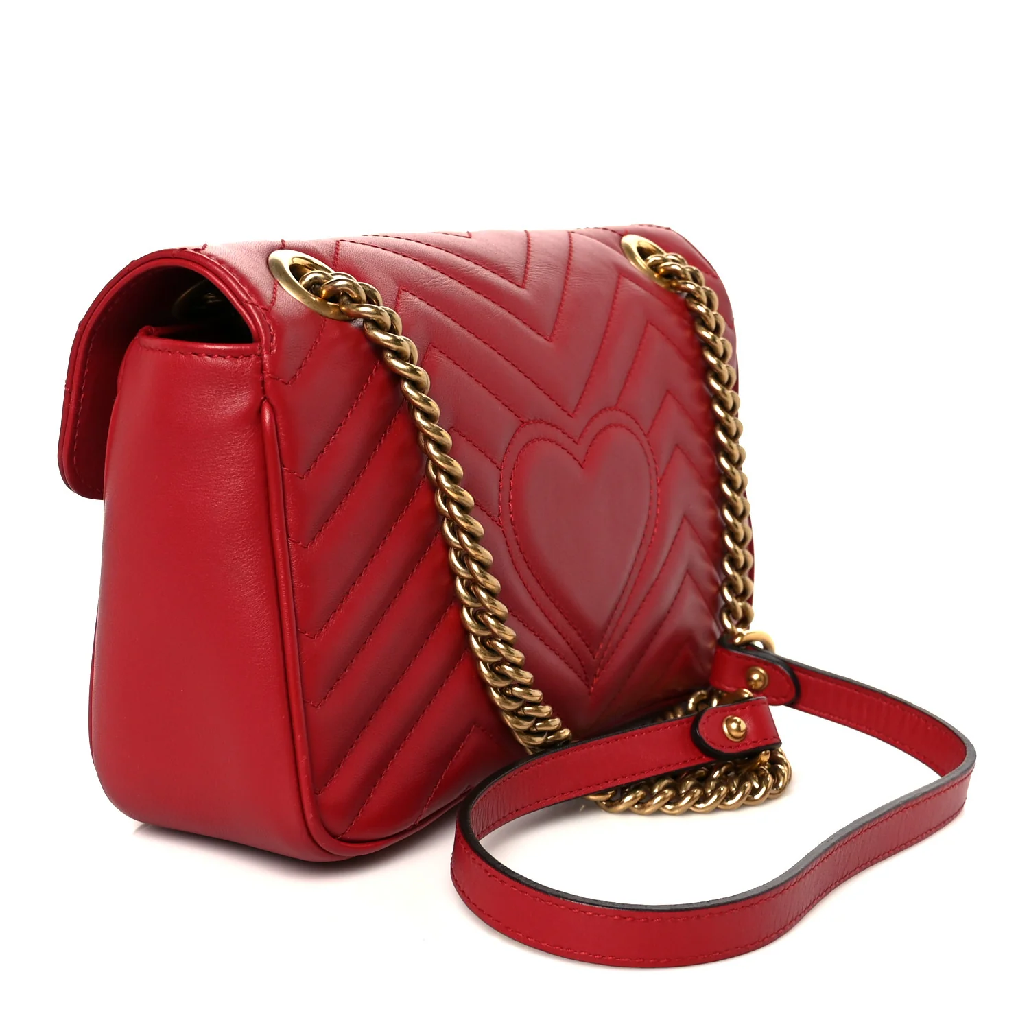 Calfskin Matelasse Small GG Marmont Shoulder Bag Hibiscus Red - Image 3