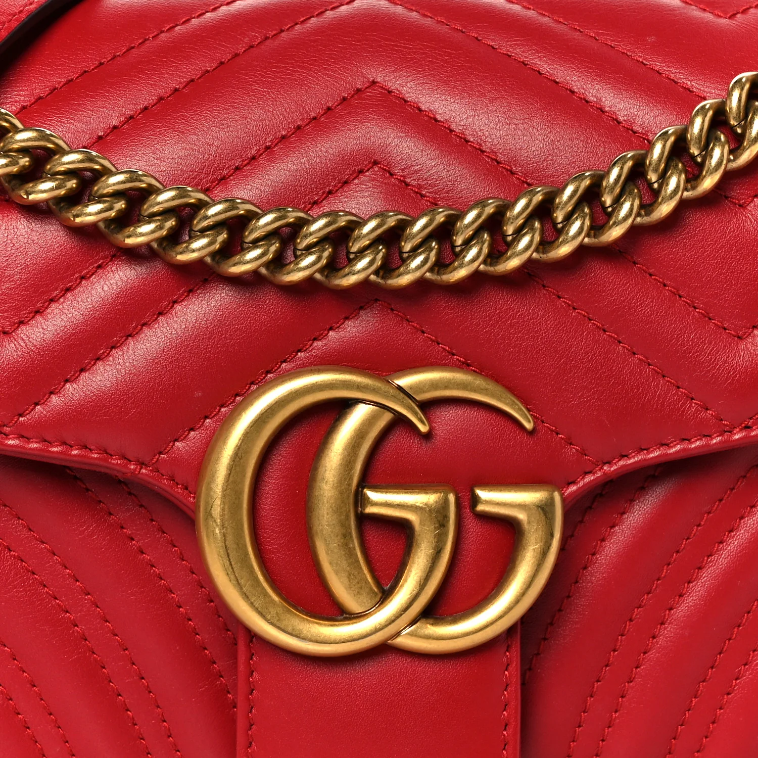 Calfskin Matelasse Small GG Marmont Shoulder Bag Hibiscus Red - Image 9