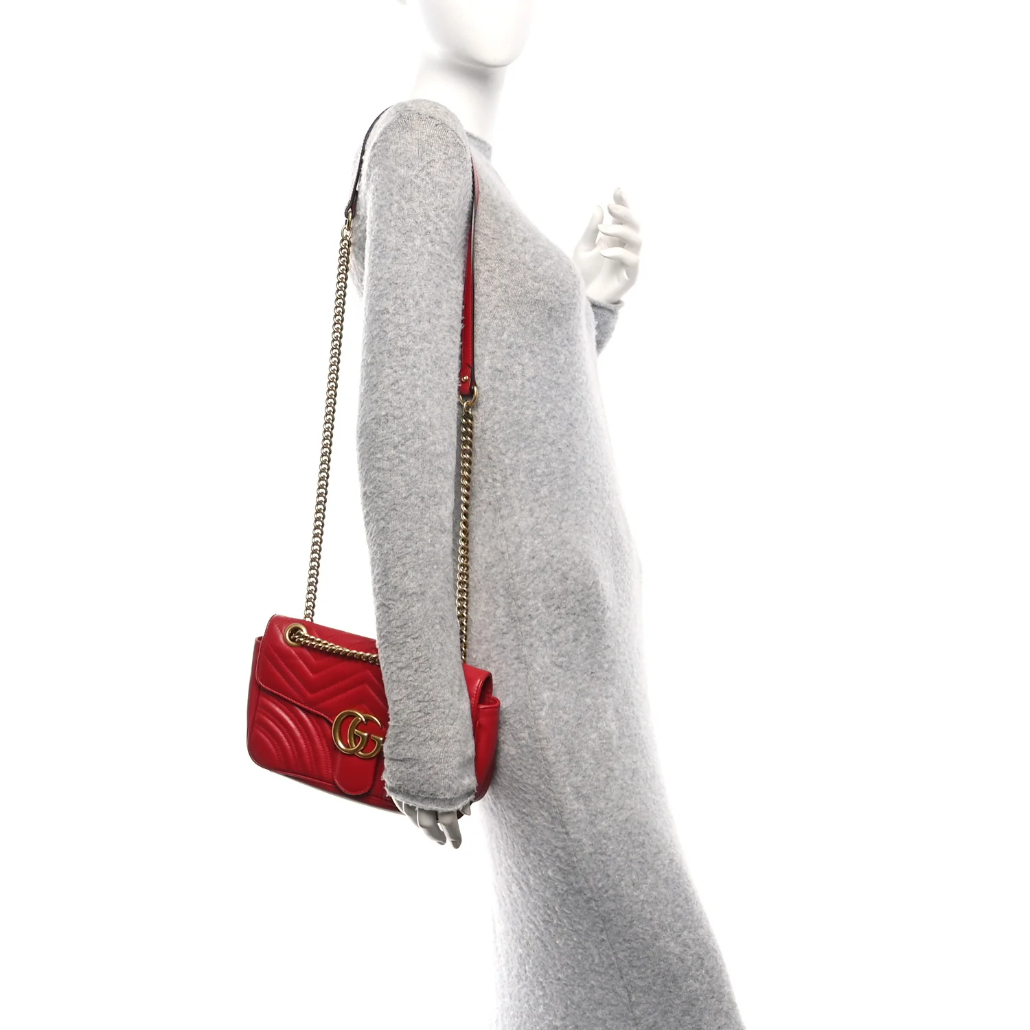 Calfskin Matelasse Small GG Marmont Shoulder Bag Hibiscus Red - Image 2
