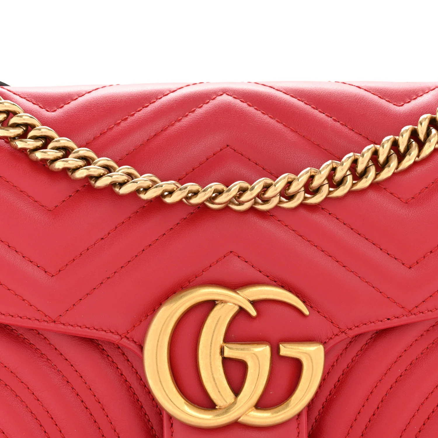 Calfskin Matelasse Small GG Marmont Shoulder Bag Hibiscus Red - Image 8
