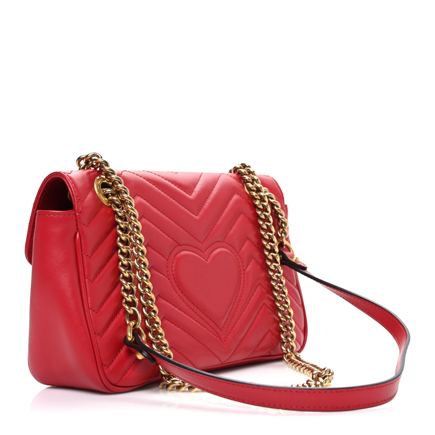 Calfskin Matelasse Small GG Marmont Shoulder Bag Hibiscus Red - Image 3