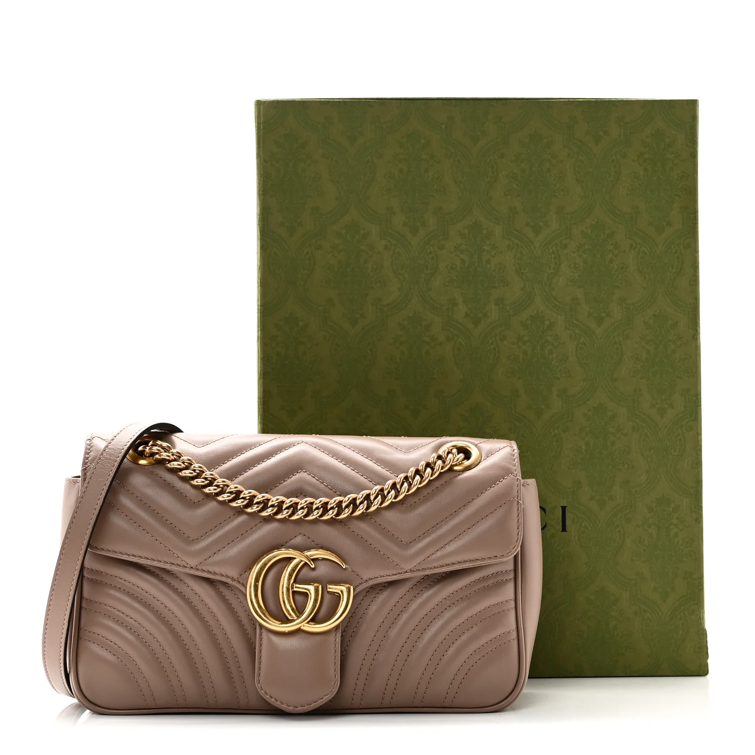 Calfskin Matelasse Small GG Marmont Shoulder Bag Porcelain Rose - Image 12