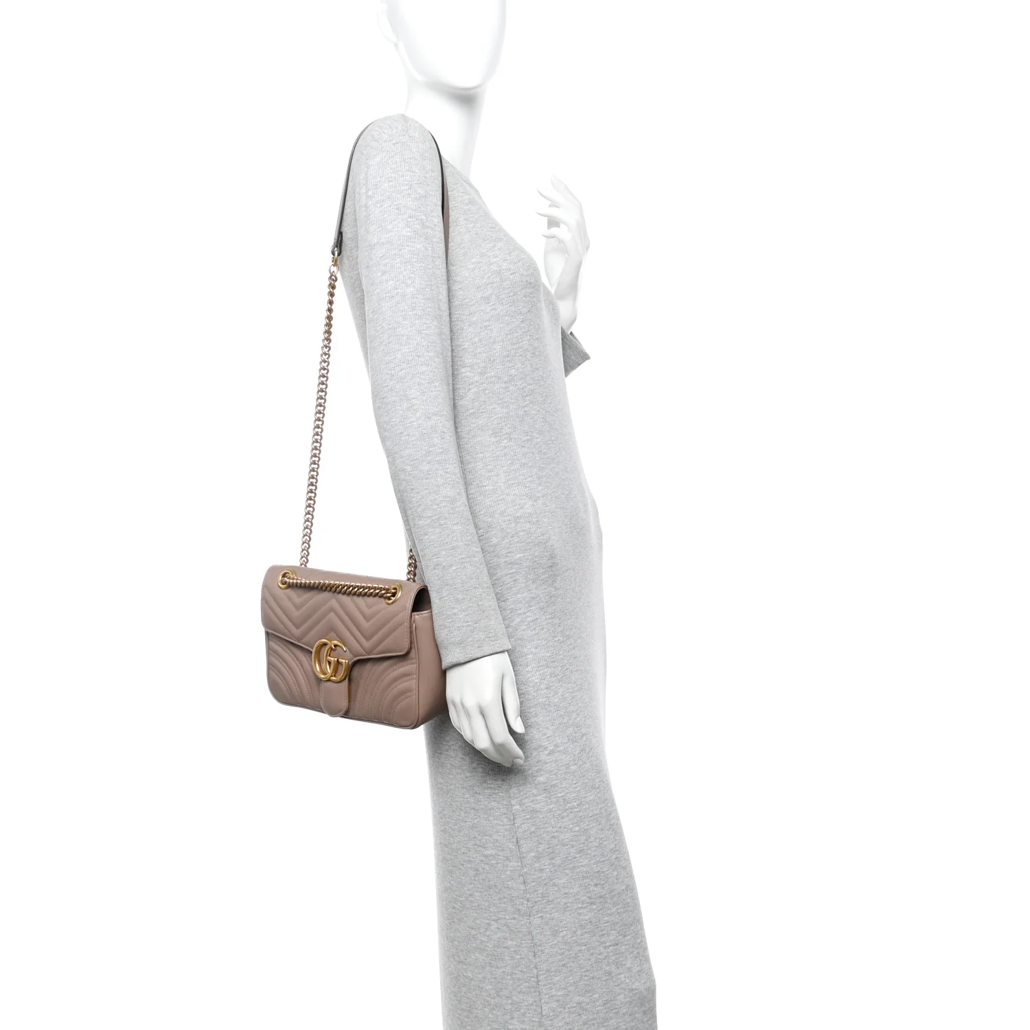 Calfskin Matelasse Small GG Marmont Shoulder Bag Porcelain Rose - Image 2