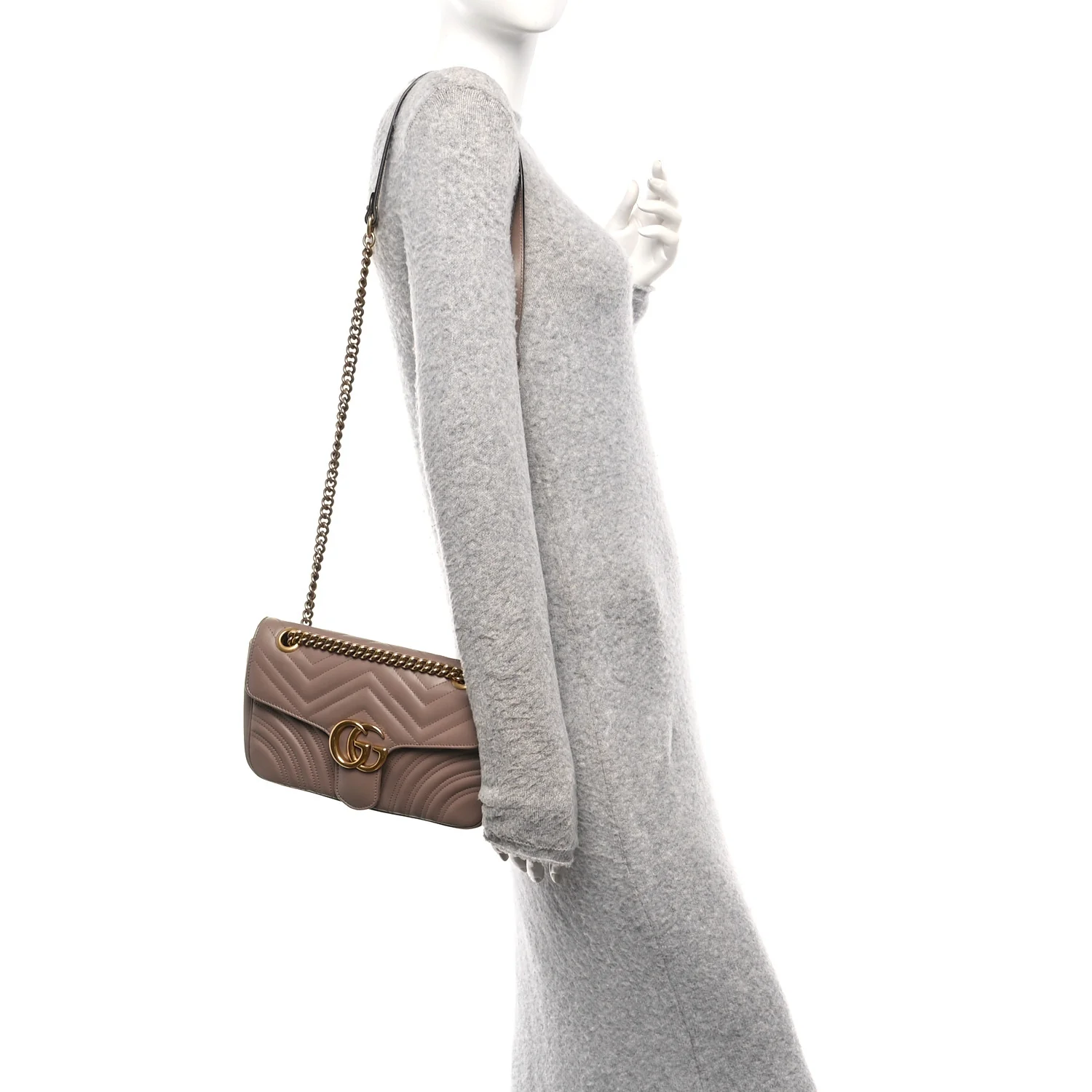 Calfskin Matelasse Small GG Marmont Shoulder Bag Porcelain Rose - Image 2