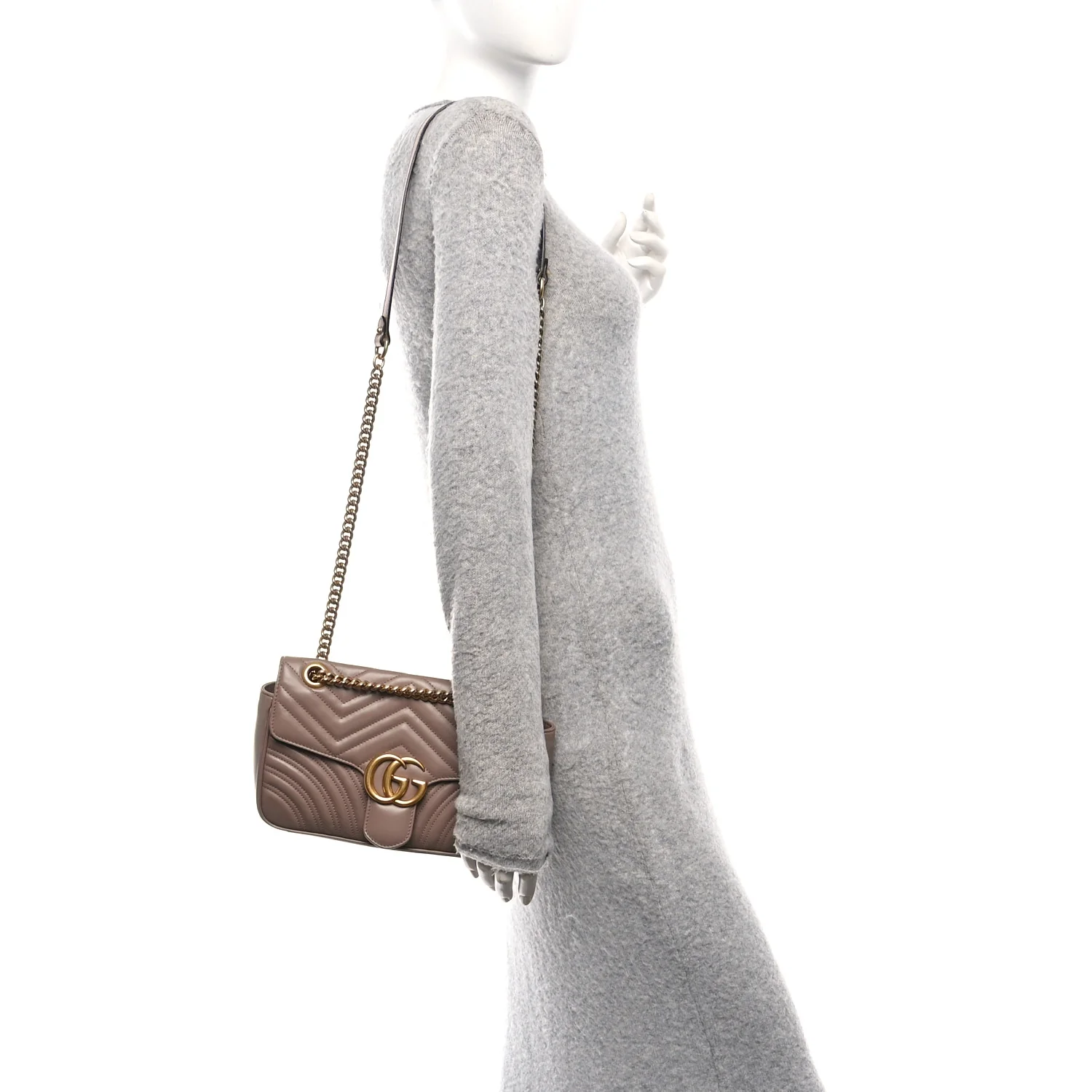 Calfskin Matelasse Small GG Marmont Shoulder Bag Porcelain Rose - Image 2