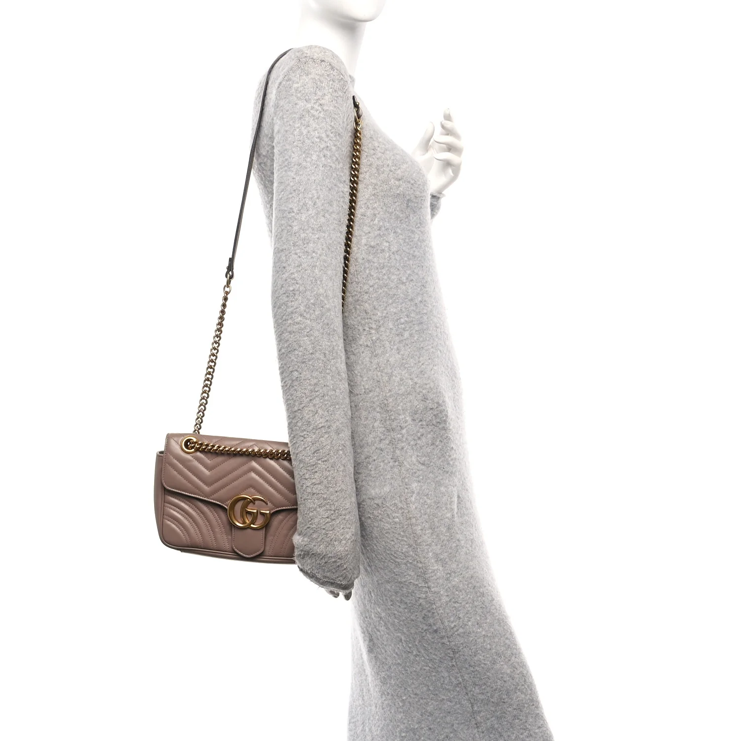 Calfskin Matelasse Small GG Marmont Shoulder Bag Porcelain Rose - Image 2